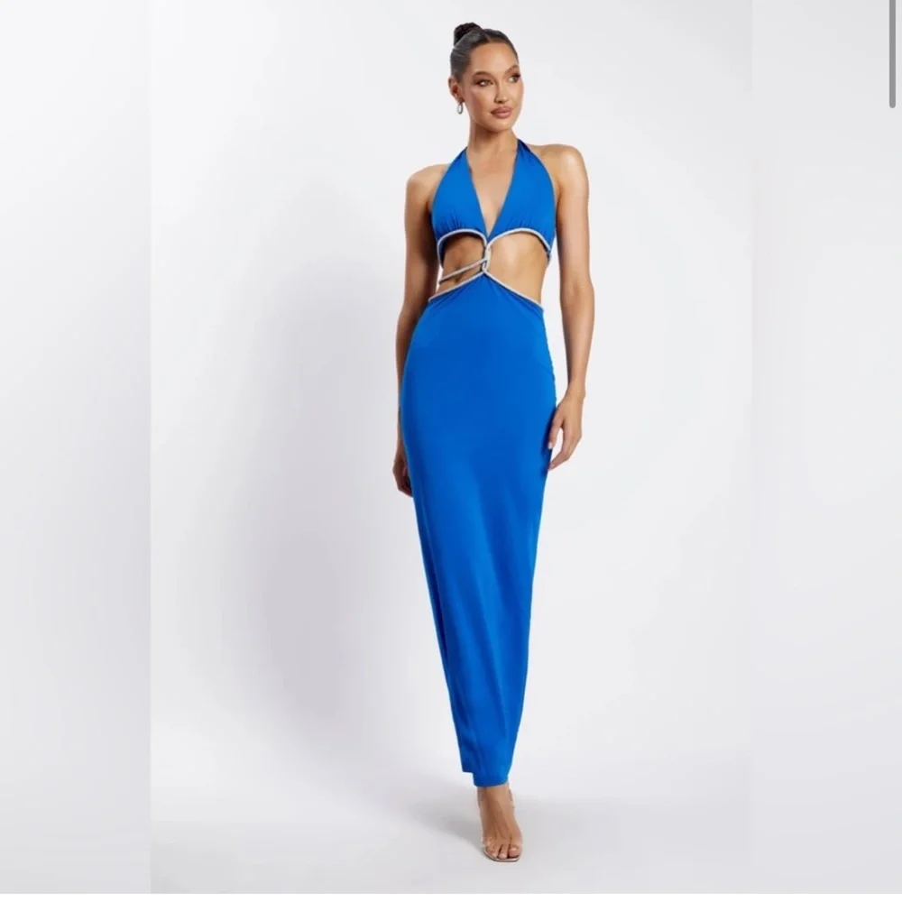 NWT Brand New Meshki NICHA Diamante Cut Out Midi Dress - Picture 11 of 16